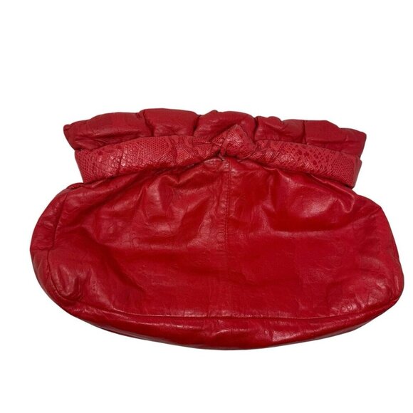 VIVA of California Cherry Red leather clutch shoulder bag Oversized Vintage 80's - Picture 5 of 12